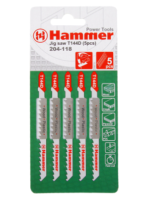 Пилки для лобзика HAMMER JG WD-PL T144D (5шт.)