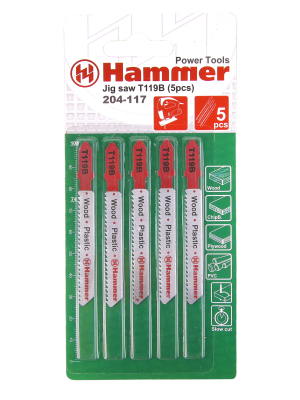 Пилки для лобзика HAMMER JG WD-PL T119B (5шт.)