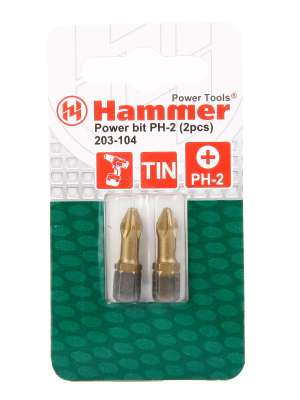 Бита HAMMER PH2 25мм (PB PH-2 25мм 2шт.)