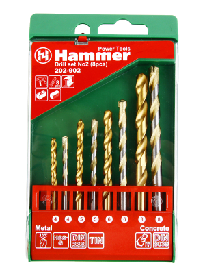 Набор сверл HAMMER No2 8шт. 4-8мм