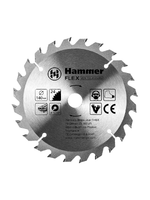 Диск пильный твердосплавный HAMMER Ф140х16мм 24зуб.