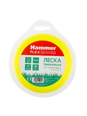 Леска для триммеров HAMMER витой квадрат 2.7мм X 15м